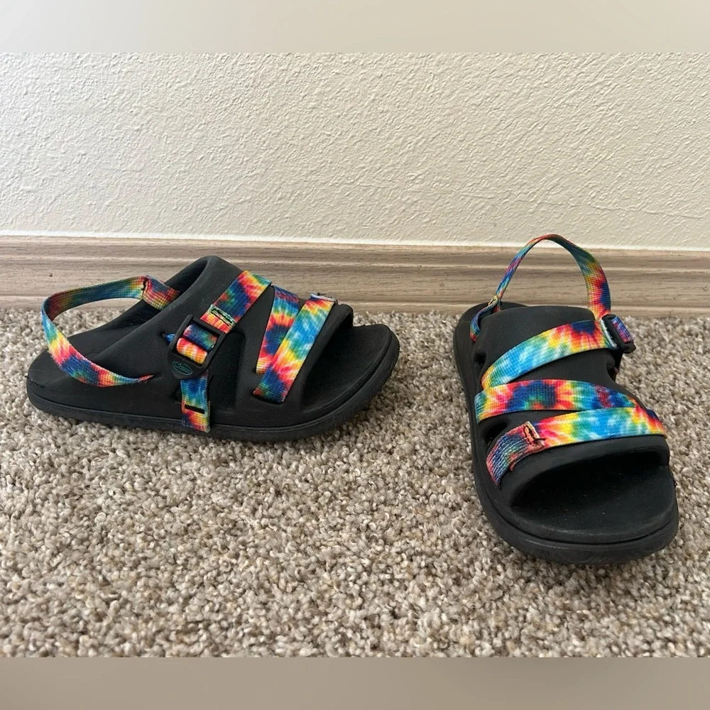 Chaco Chillos Sport Kids Sandals Dark Tie-Dye Strap Black Multicolor Unisex Sz 2